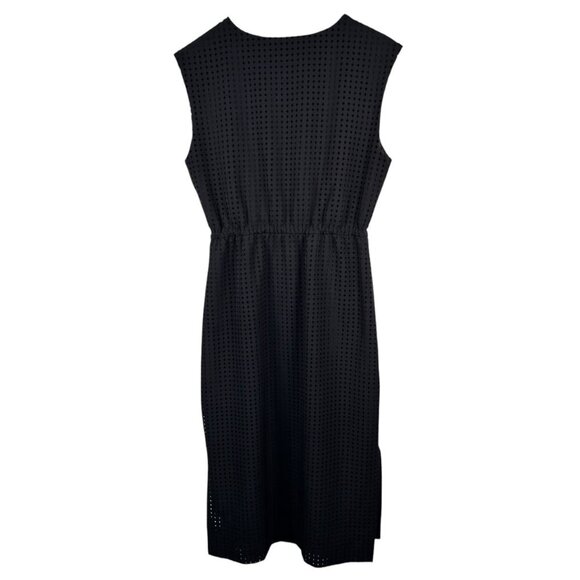 J. Crew Diamond Pattern Size 2 V-Neck Midi Dress Black Preppy Work - Picture 2 of 6